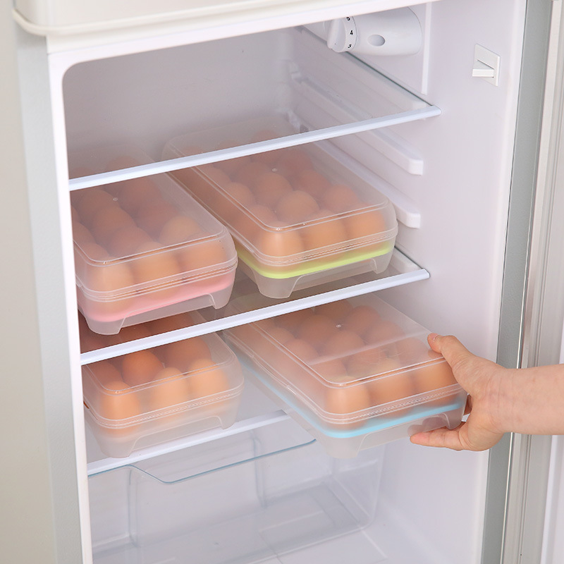 Kitchen supplies egg refrigerator storage box portable outdoor 15 - pane anti - collision plastic egg box wholesale