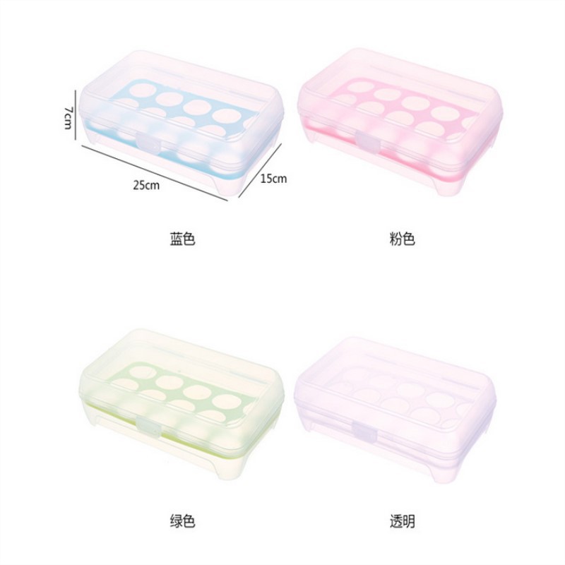 Kitchen supplies egg refrigerator storage box portable outdoor 15 - pane anti - collision plastic egg box wholesale