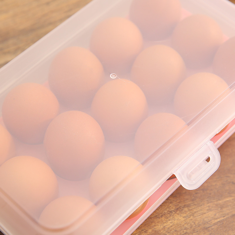 Kitchen supplies egg refrigerator storage box portable outdoor 15 - pane anti - collision plastic egg box wholesale
