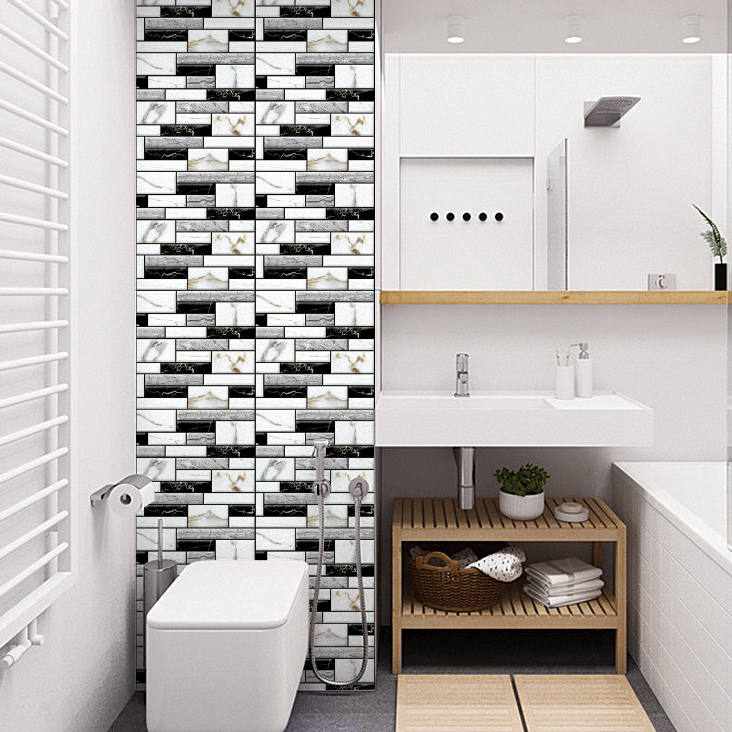 Cross-Border Hot 3D 3D Tile Stickers Anti-Collision Stickers PVC Wall Stickers