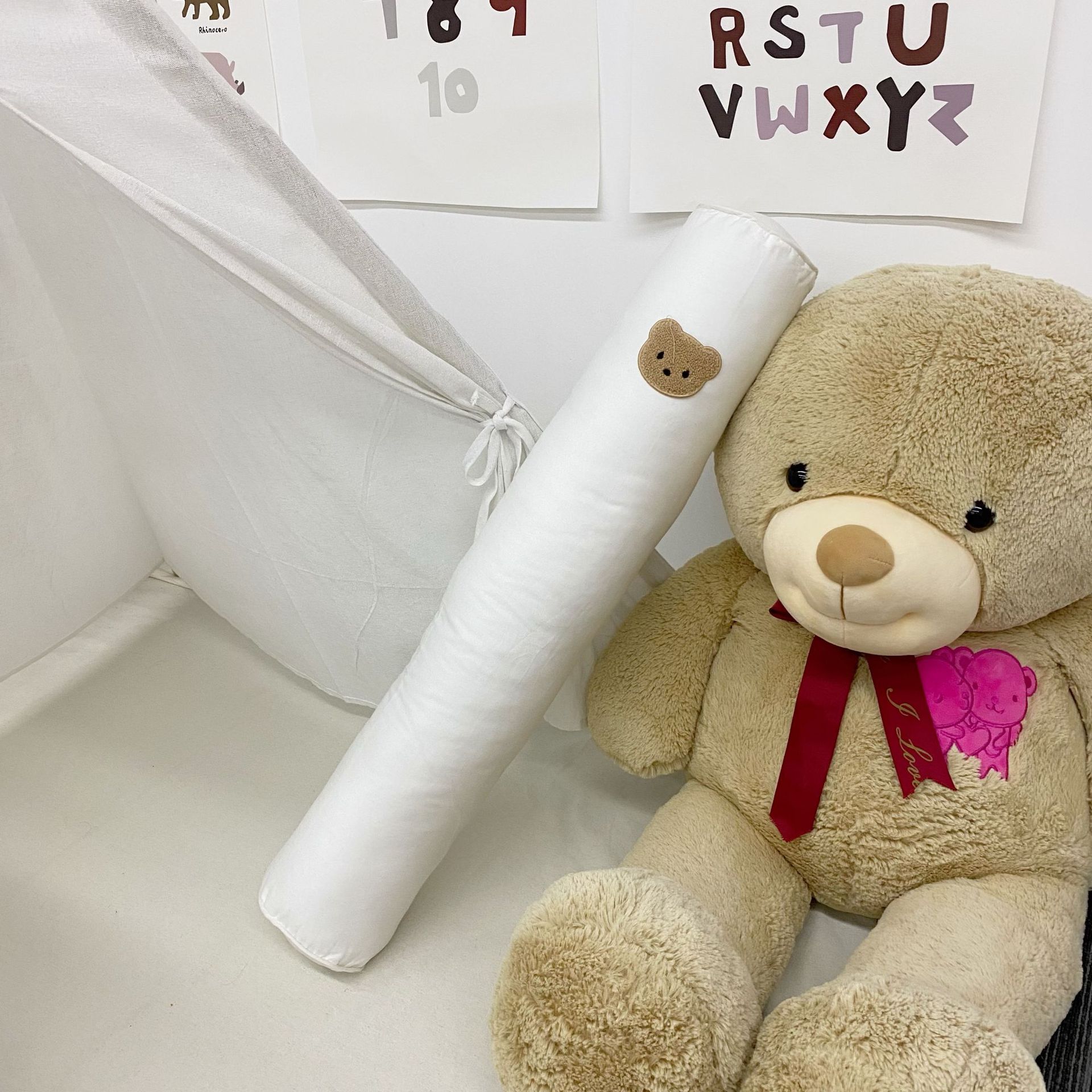Korean Ins Infant Soothing Pillow Cylindrical Anti-Collision Soothing Pillow Baby Pillow Side Sleeping Bear Bed Fence