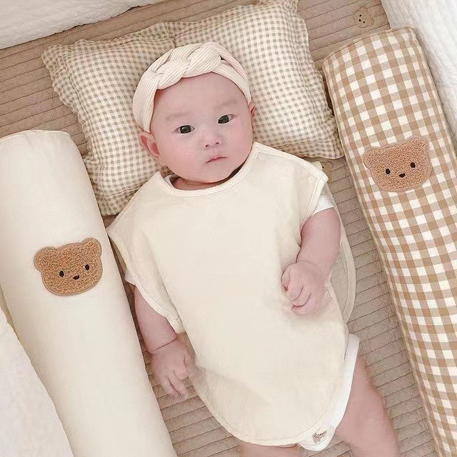 Korean Ins Infant Soothing Pillow Cylindrical Anti-Collision Soothing Pillow Baby Pillow Side Sleeping Bear Bed Fence