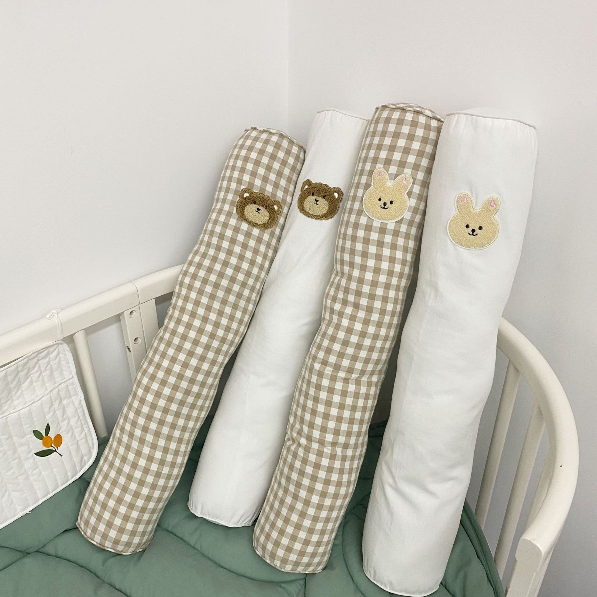 Korean Ins Infant Soothing Pillow Cylindrical Anti-Collision Soothing Pillow Baby Pillow Side Sleeping Bear Bed Fence