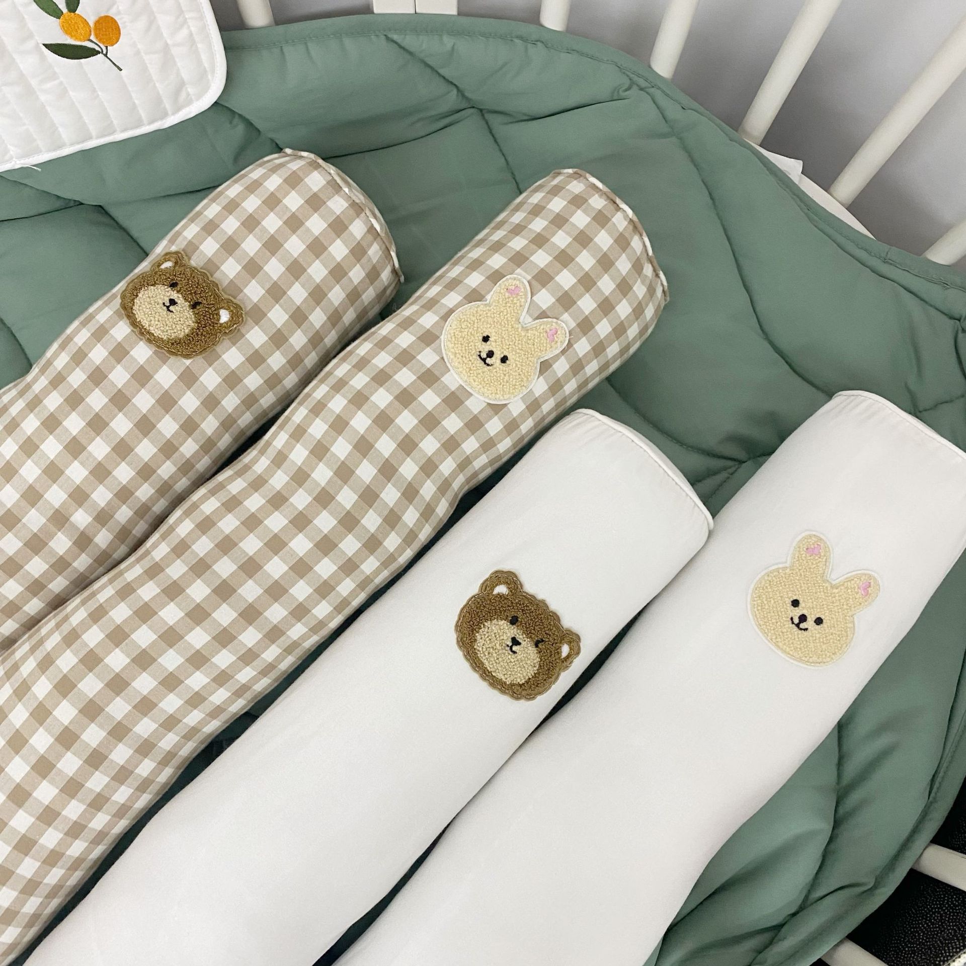 Korean Ins Infant Soothing Pillow Cylindrical Anti-Collision Soothing Pillow Baby Pillow Side Sleeping Bear Bed Fence