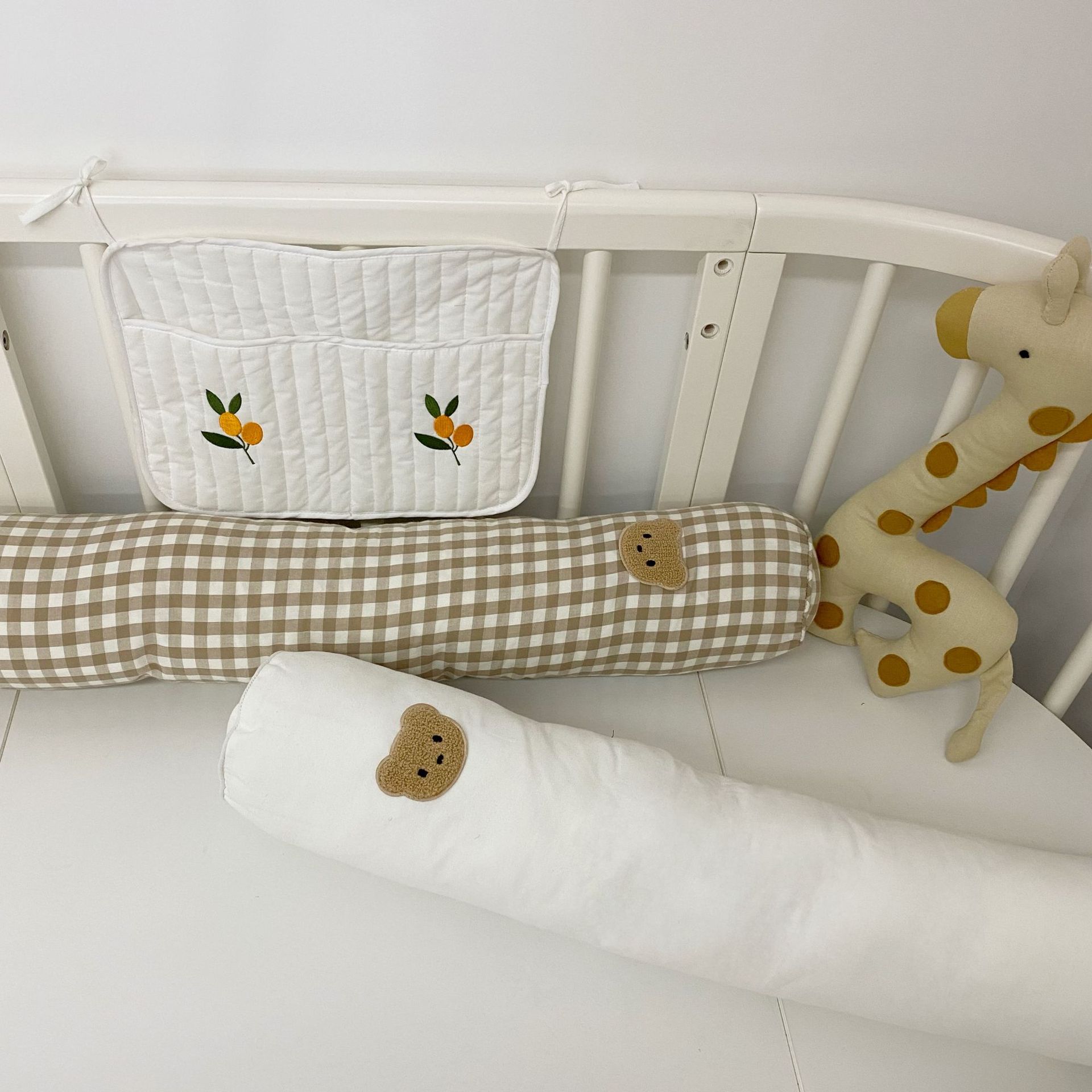 Korean Ins Infant Soothing Pillow Cylindrical Anti-Collision Soothing Pillow Baby Pillow Side Sleeping Bear Bed Fence
