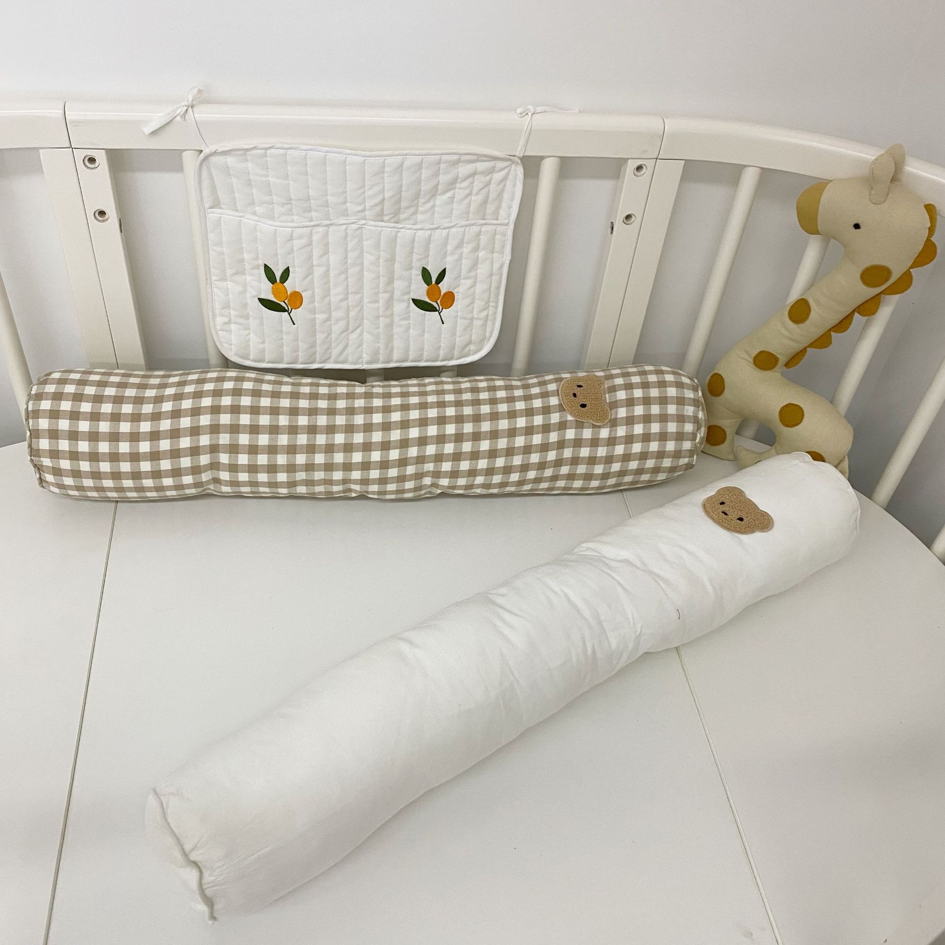 Korean Ins Infant Soothing Pillow Cylindrical Anti-Collision Soothing Pillow Baby Pillow Side Sleeping Bear Bed Fence