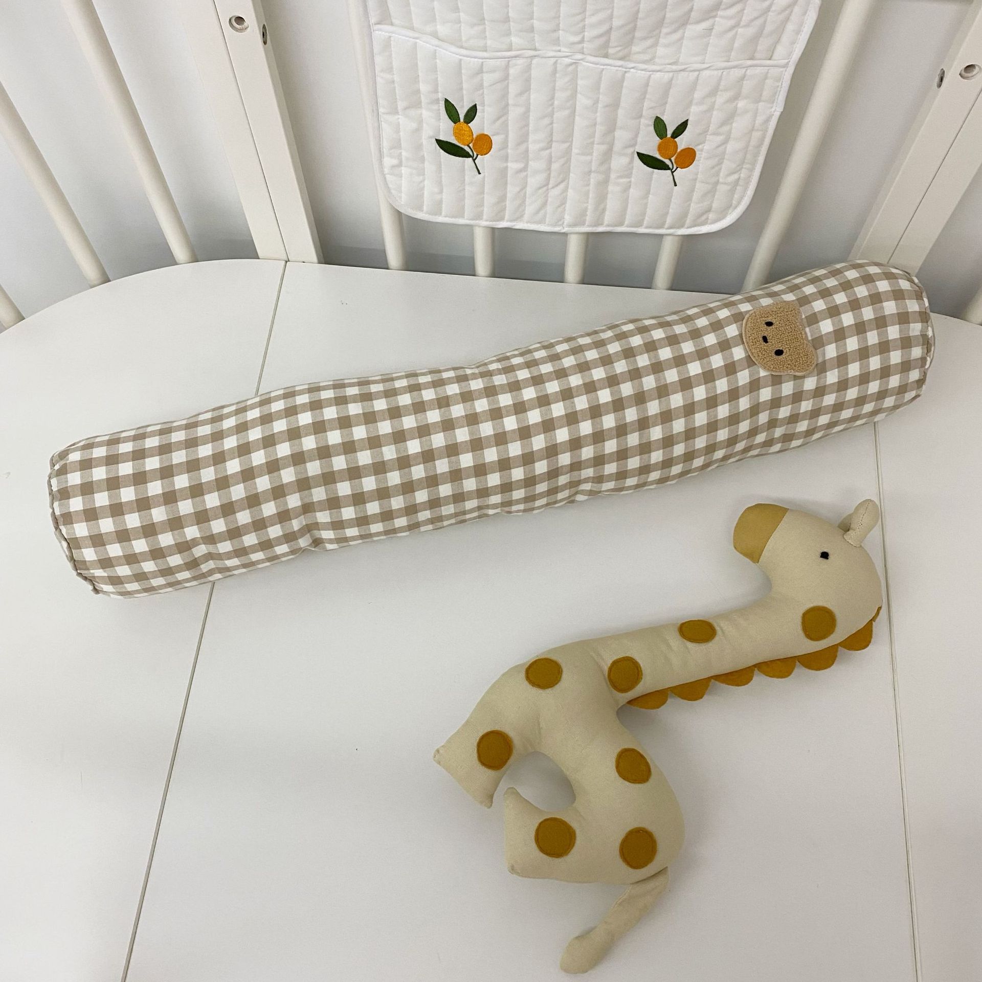 Korean Ins Infant Soothing Pillow Cylindrical Anti-Collision Soothing Pillow Baby Pillow Side Sleeping Bear Bed Fence