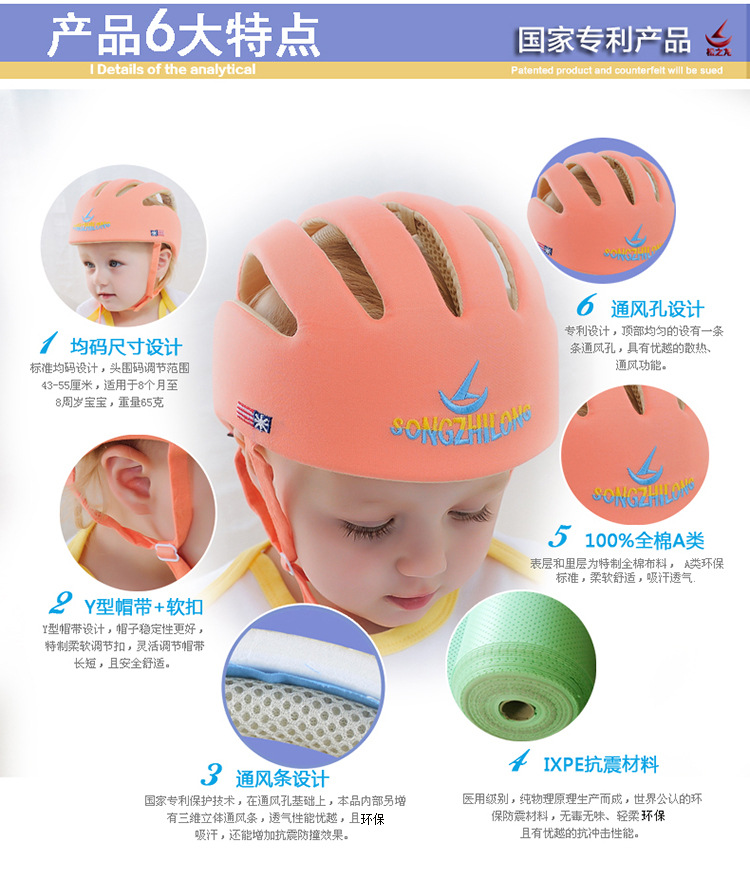 Songzhilong Baby Toddler Cap Anti-Collision Cap Baby Helmet Protective Cap Baby Supplies Toddler Cap Children's Cap
