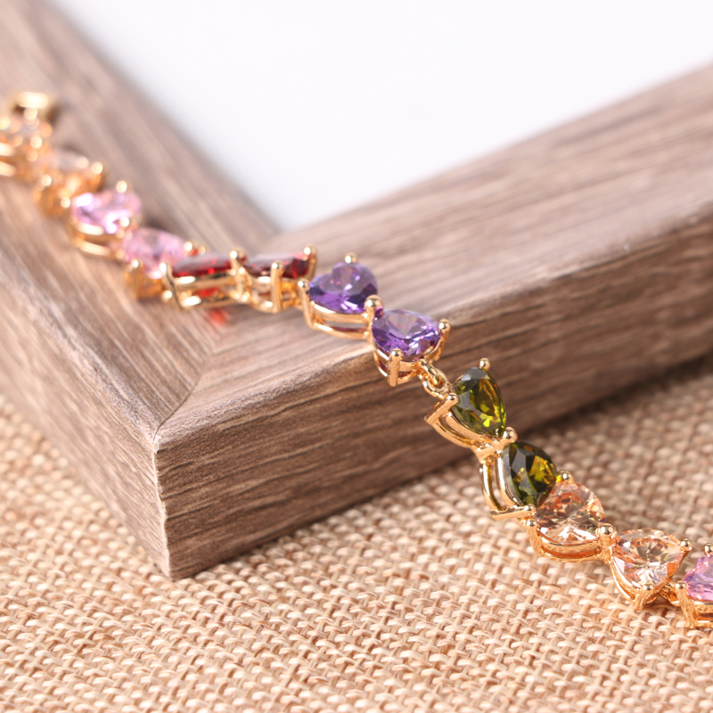Mixed color imported 4A zircon plating genuine gold quality pure copper quality four-leaf clover bracelet