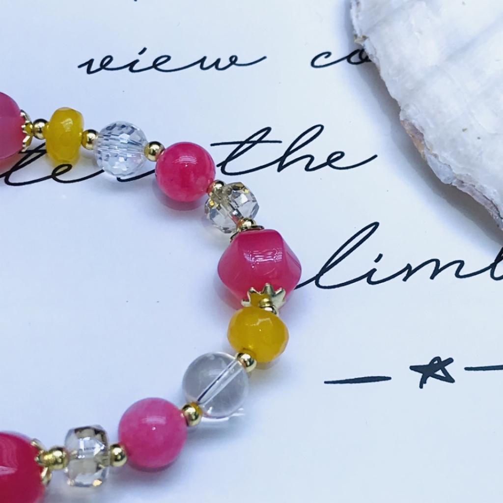 Natural Brazil Imported Agate Stone Bracelet Plated 14K Real Gold Sweet Cute and Graceful Flower Girlfriends Bracelet