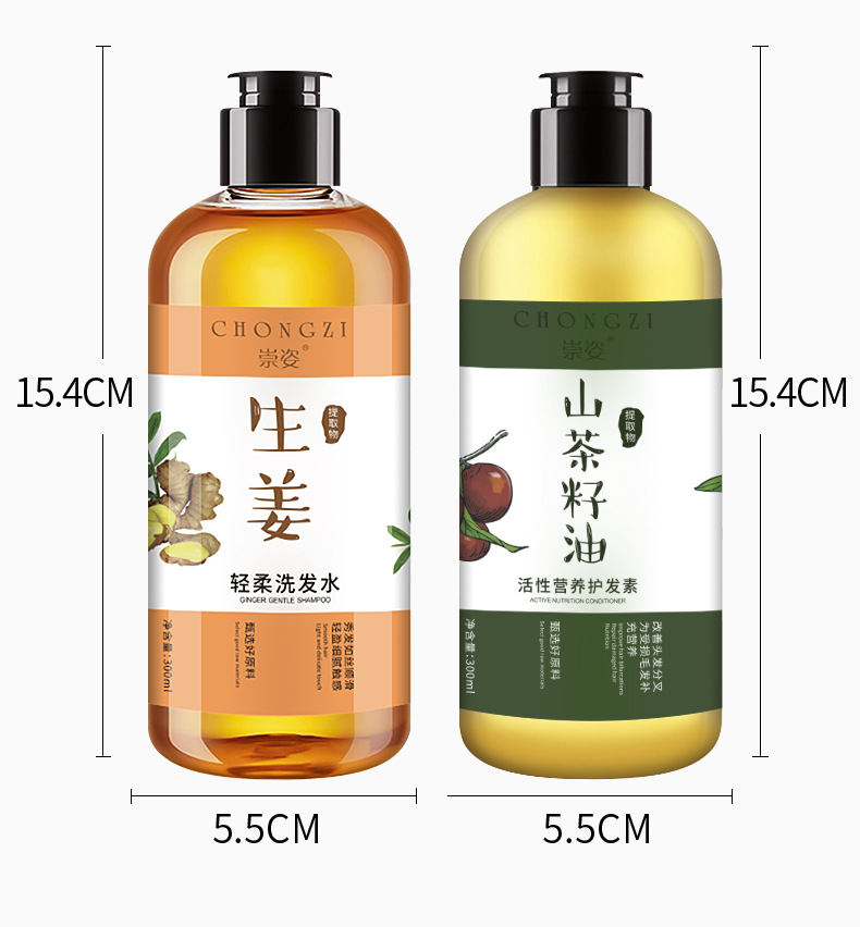 Ginger Shampoo Antioff Oil Control AntiDandruf and Relieve Itching Shampoo Tea Seed Oil Hair Conditioner Whole Delivery