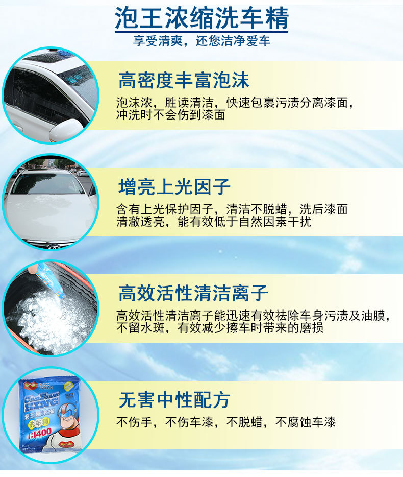Bubble King Concentrated Car Shampoo Car Washing Powder Car Cleaning and Maintenance Supplies Car Washing Tools 50G