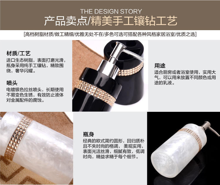 resin creative simple diamondencrusted lotion bottle fashion hotel club shampoo bath lotion hand sanitizer bottle