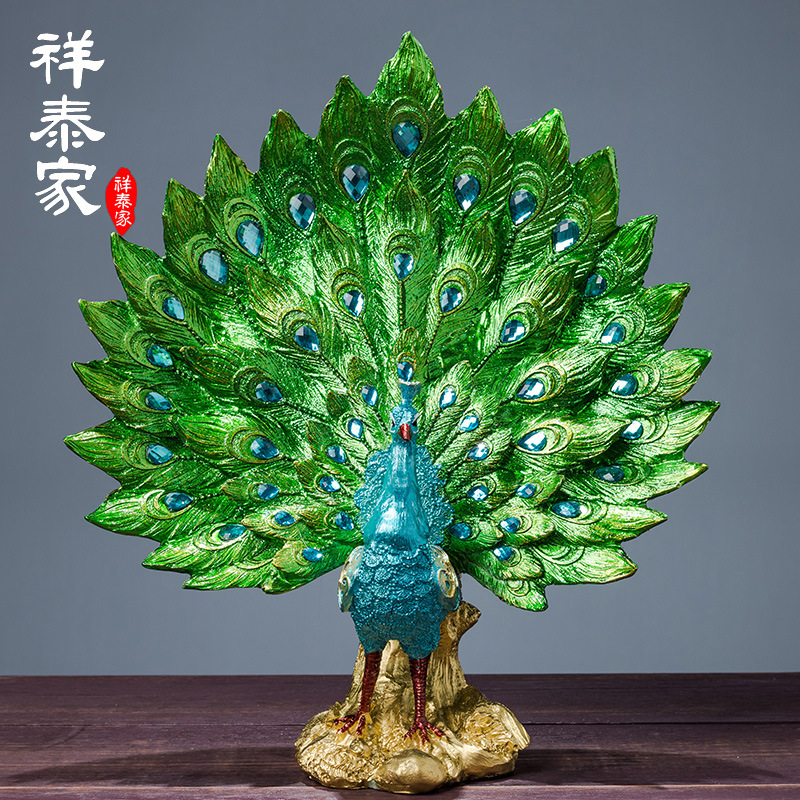 Peacock Decoration Living Room TV Cabinet Entrance Coffee Table TV Cabinet Home Imported arts and crafts