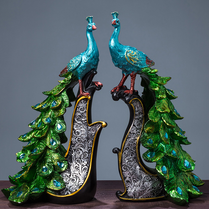 Peacock Decoration Living Room TV Cabinet Entrance Coffee Table TV Cabinet Home Imported arts and crafts