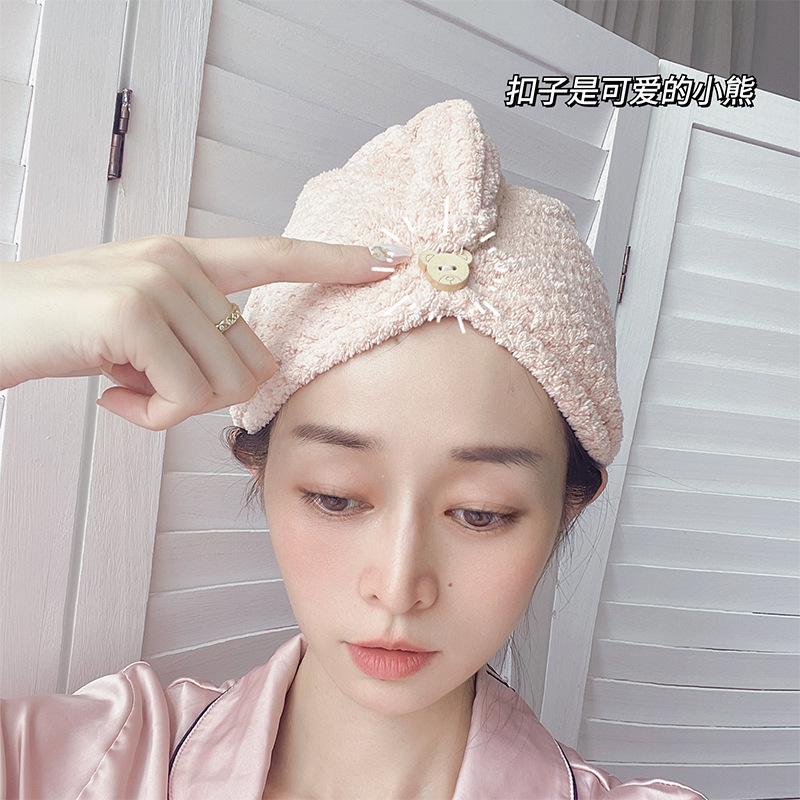 Cap  Thickened Hair Drying Cap Artifact Headscarf Super Strong Long Hair Shower Cap Hair Winter Absorbent Towel Shampoo