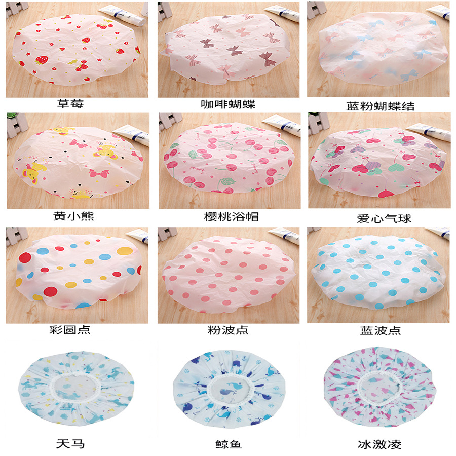 Cross-border sourcing cute cartoon bathing cap Japanese waterproof shower cap shampoo cap lampblack cap