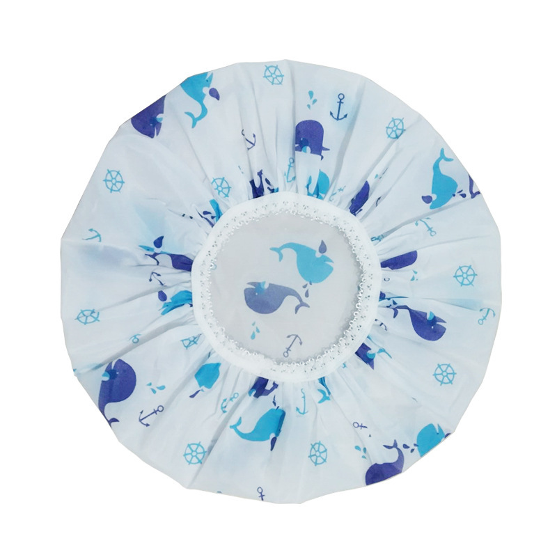 Cross-border sourcing cute cartoon bathing cap Japanese waterproof shower cap shampoo cap lampblack cap