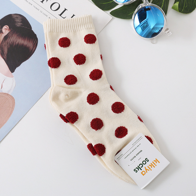 Korean Imported Socks Kikiya Polka Dots Retro Series Fashionable American Modern Circular Dots Korean Imported Socks Kikiya Polka Dots Retro Series Fashionable American Modern Circular Dots