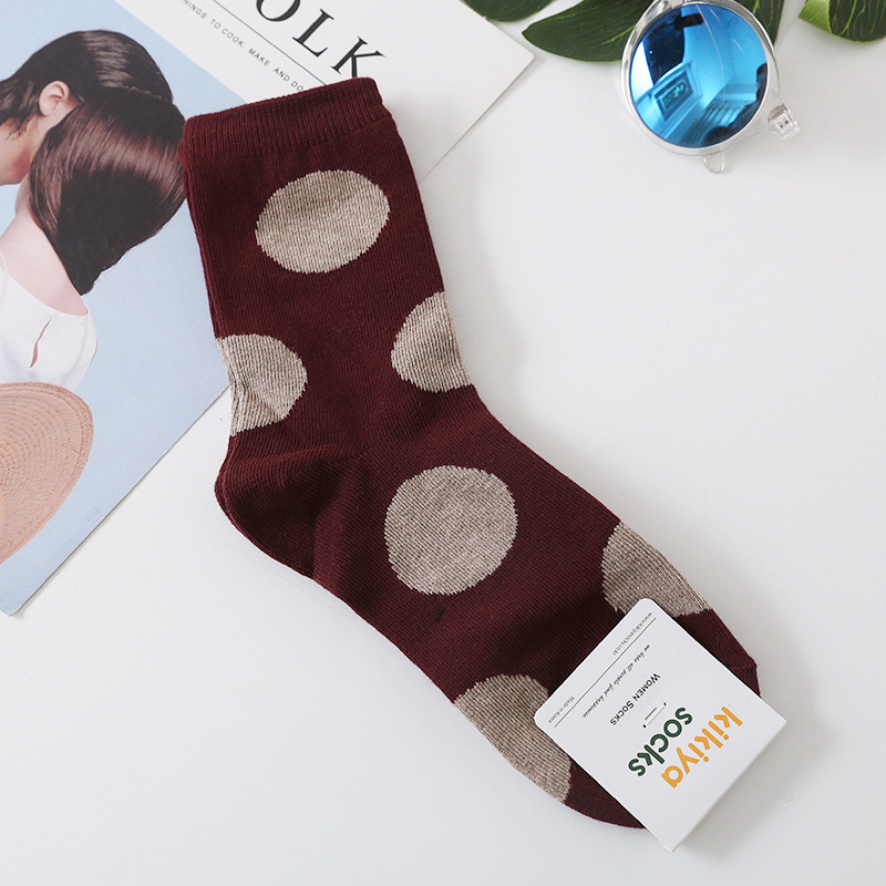 Korean Imported Socks Kikiya Polka Dots Retro Series Fashionable American Modern Circular Dots Korean Imported Socks Kikiya Polka Dots Retro Series Fashionable American Modern Circular Dots