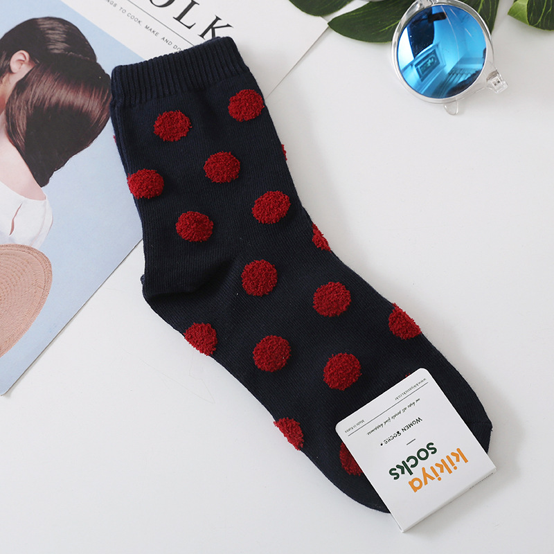 Korean Imported Socks Kikiya Polka Dots Retro Series Fashionable American Modern Circular Dots Korean Imported Socks Kikiya Polka Dots Retro Series Fashionable American Modern Circular Dots