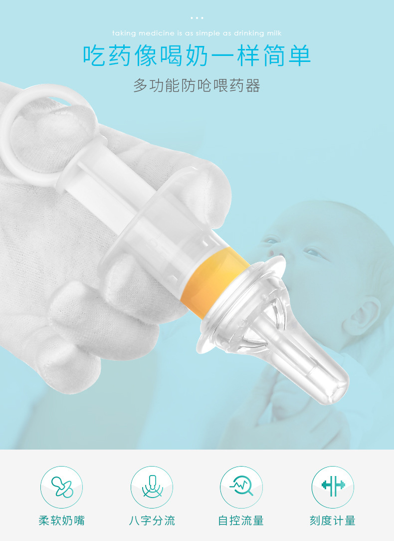 Utensil Baby Syringe Feed Medication Utensil Liquid on Both Sides Choke Proof Nipple Feed Medication Utensil Whole