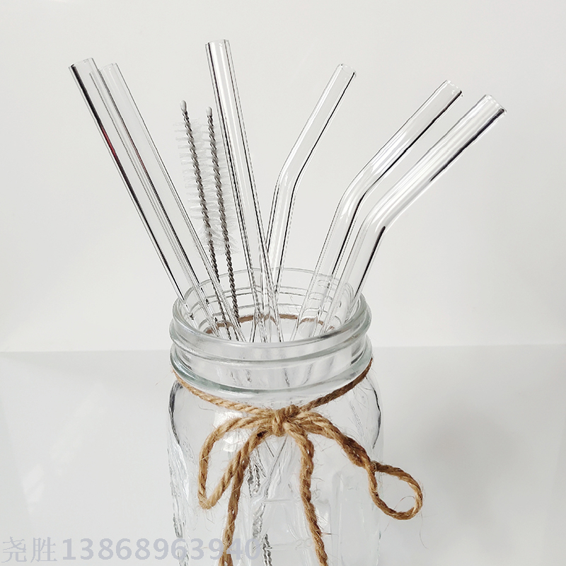 Repeatable high borosilicateglass straw heat-resistant anti-lipstick transparent adult pregnant drink straw feed brush