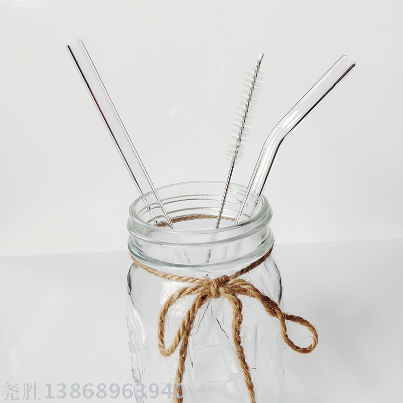 Repeatable high borosilicateglass straw heat-resistant anti-lipstick transparent adult pregnant drink straw feed brush