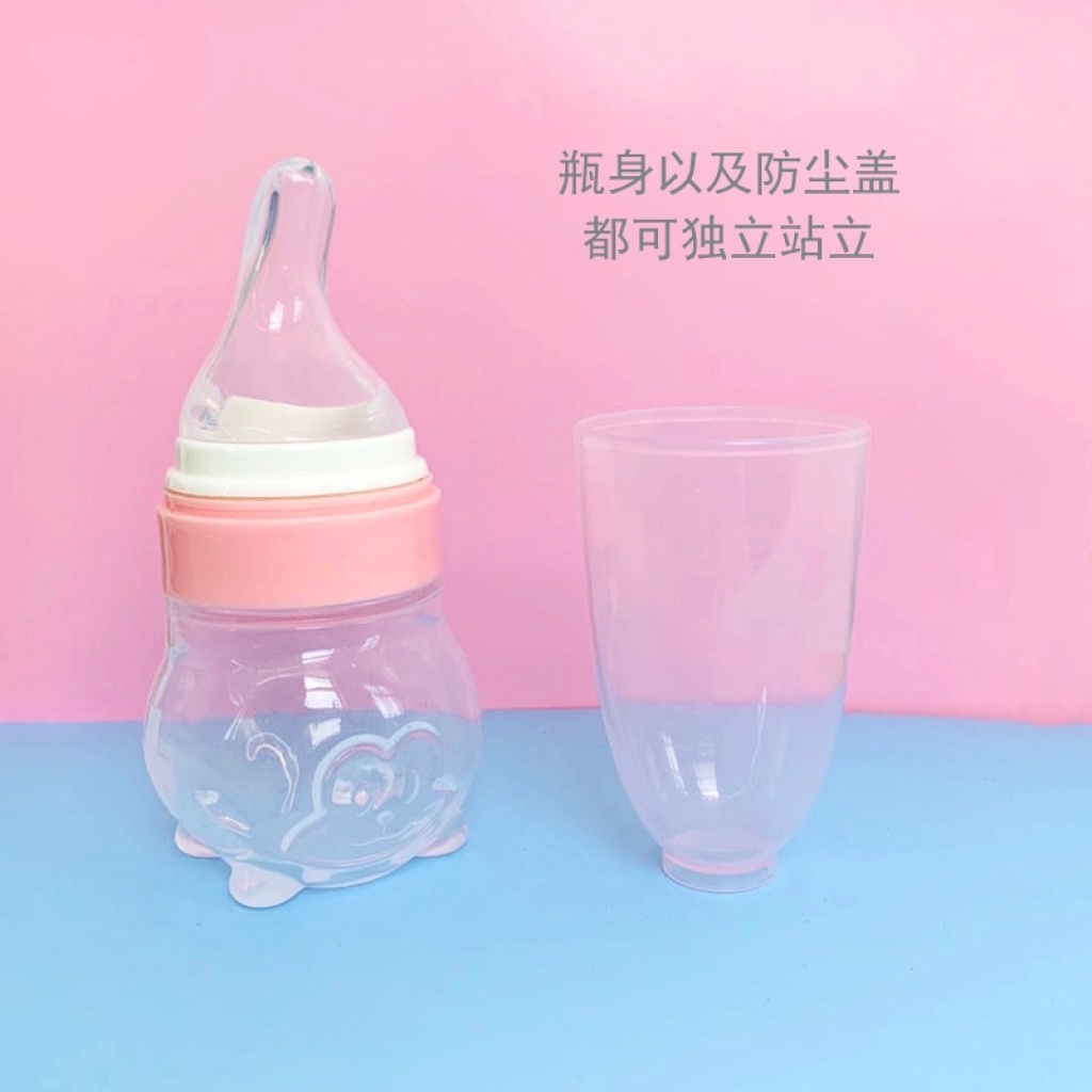 Baby Water Feeder Squeezable Silicone Nursing Bottle with Scale Feed Medication Utensil Choke Proof Safe Feeding Bottle