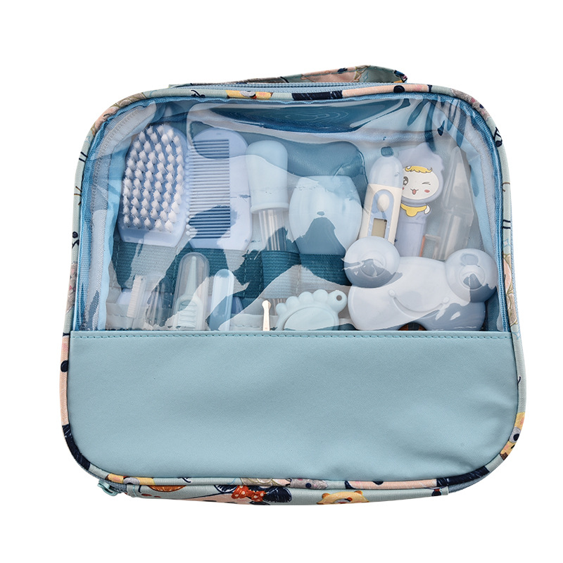 Baby Care Supplies Nasal Aspirator Feed Medication Utensil 13-Piece Cartoon Cloth Bag Kit Baby Nail Clippers