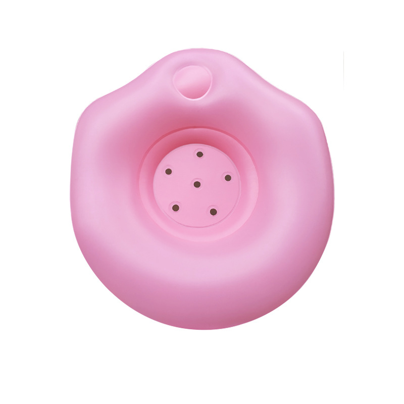Powder and white baby inflatable sofa baby learn to sit chair child chair dining chair will carry bath stool PVC toys