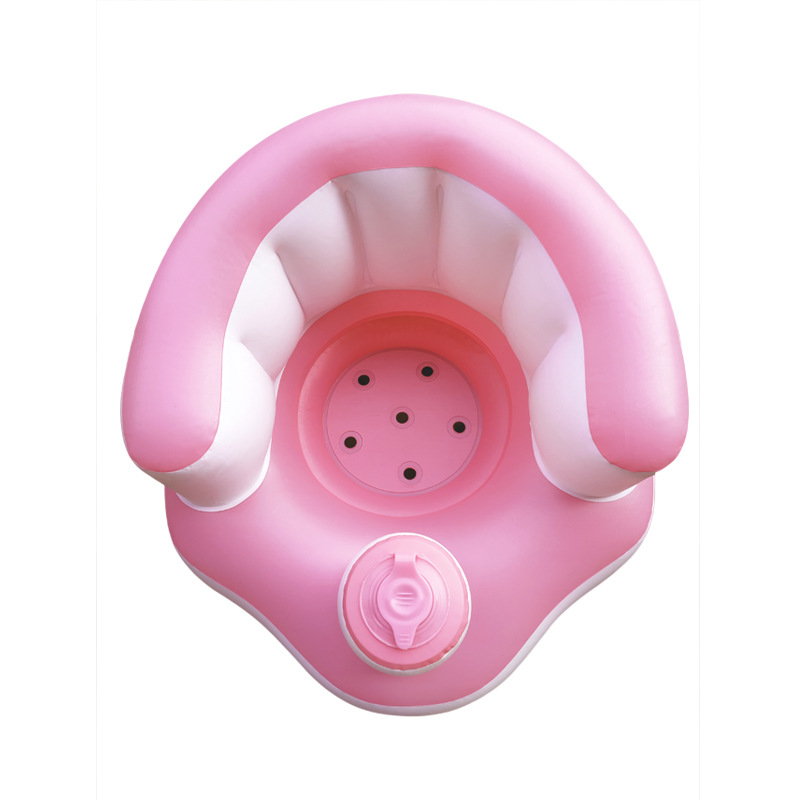 Powder and white baby inflatable sofa baby learn to sit chair child chair dining chair will carry bath stool PVC toys