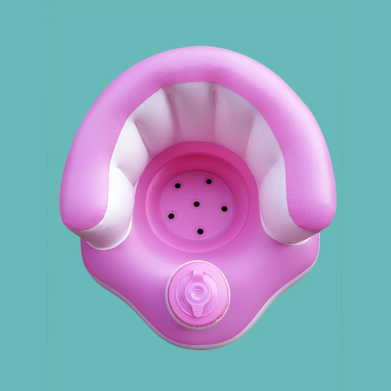 Powder and white baby inflatable sofa baby learn to sit chair child chair dining chair will carry bath stool PVC toys