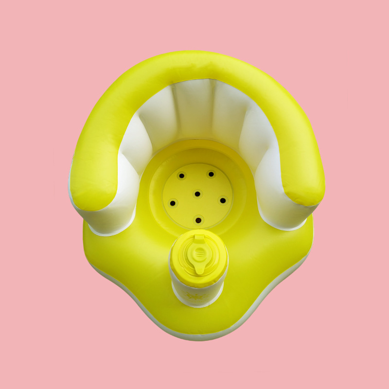 Powder and white baby inflatable sofa baby learn to sit chair child chair dining chair will carry bath stool PVC toys