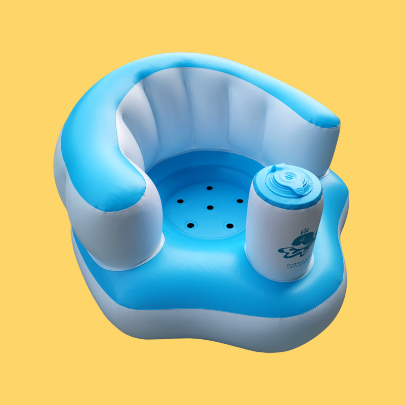 Powder and white baby inflatable sofa baby learn to sit chair child chair dining chair will carry bath stool PVC toys