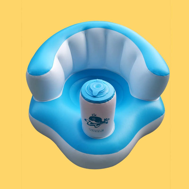 Powder and white baby inflatable sofa baby learn to sit chair child chair dining chair will carry bath stool PVC toys