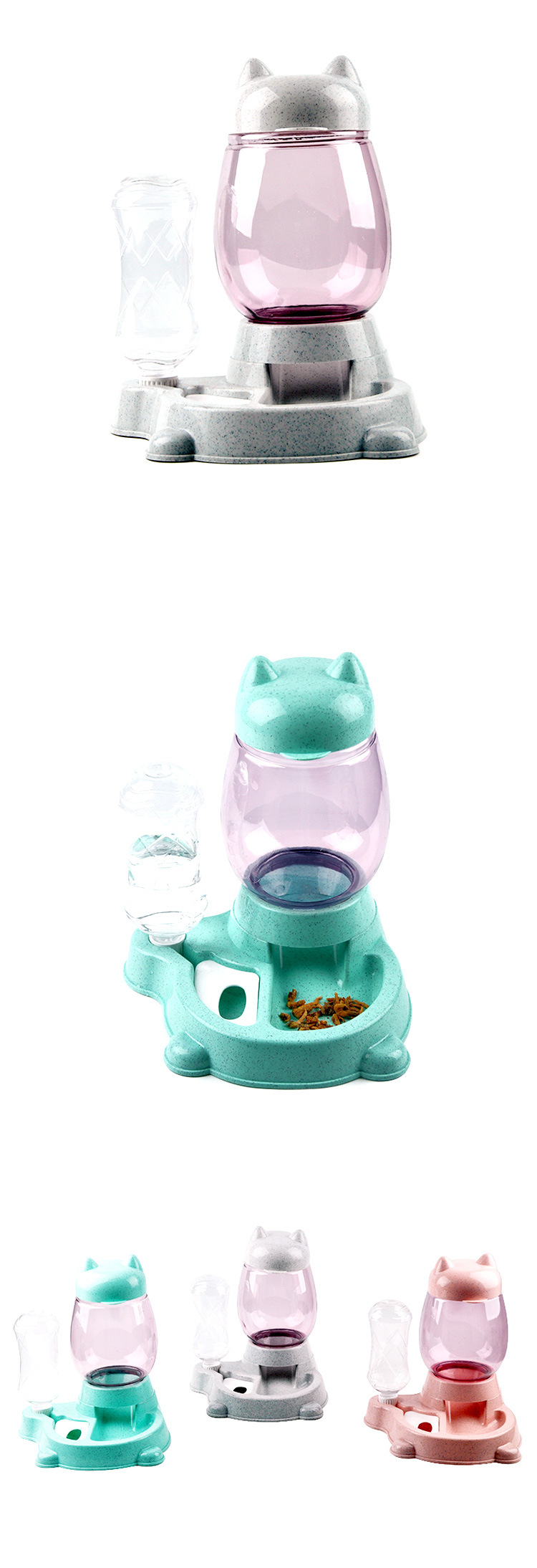 Bring a bottle of stored food to feed automatically to your pet Bring a bottle of stored food to feed automatically to your pet