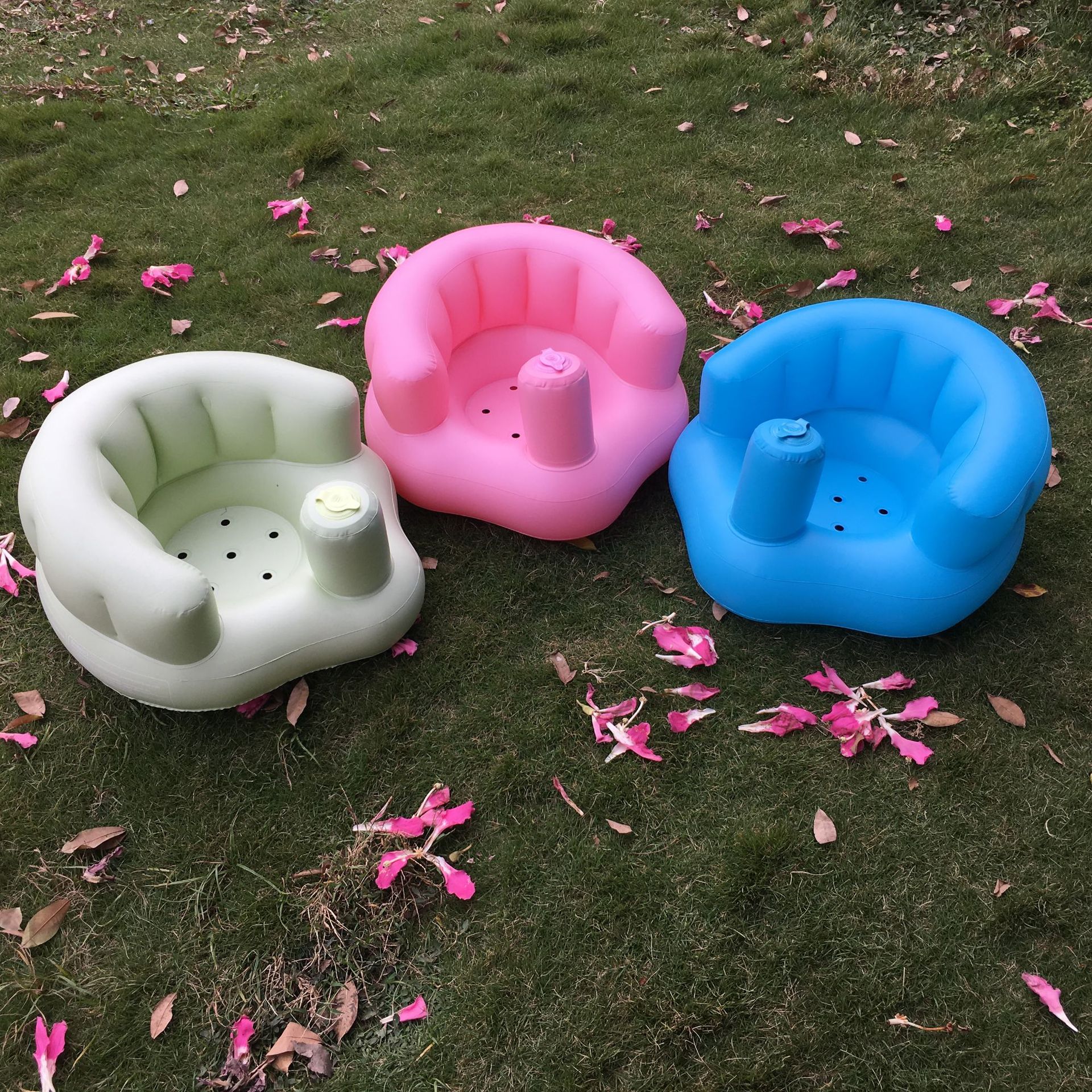 Pink basic inflatable sofa baby learn to sit chair eat chair bath stool inflatable toys