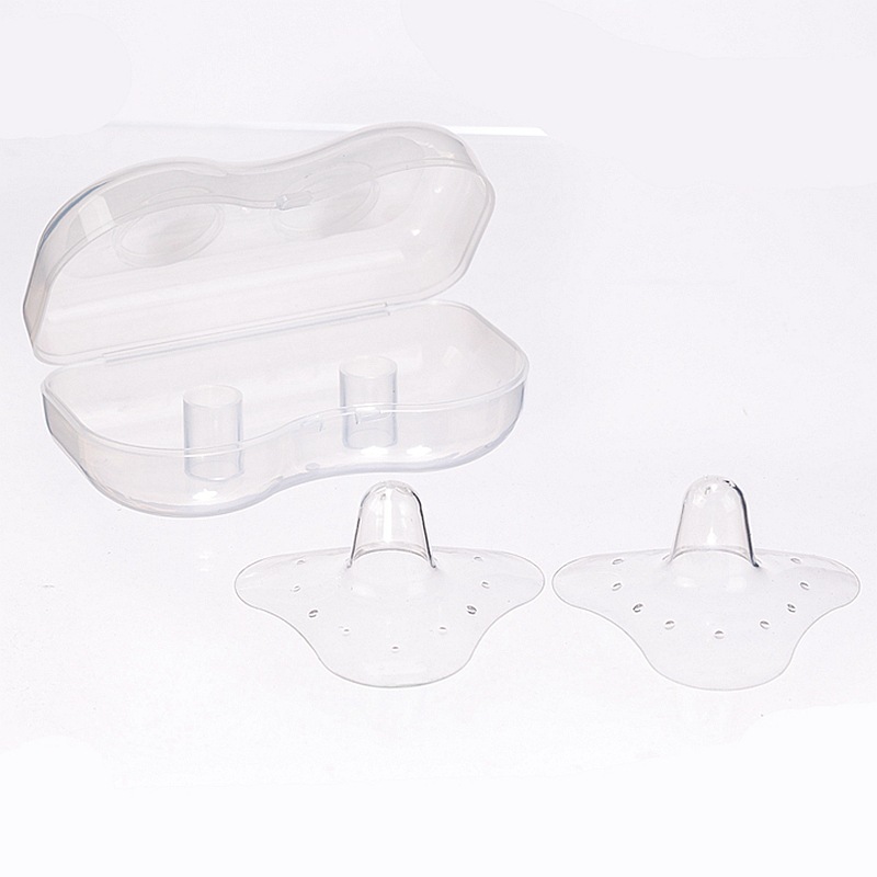 Triangle Silicone Nipple Shields Soft Silicone Nipple Protector Pair with PP Box Package Wholesale Maternal Supplies