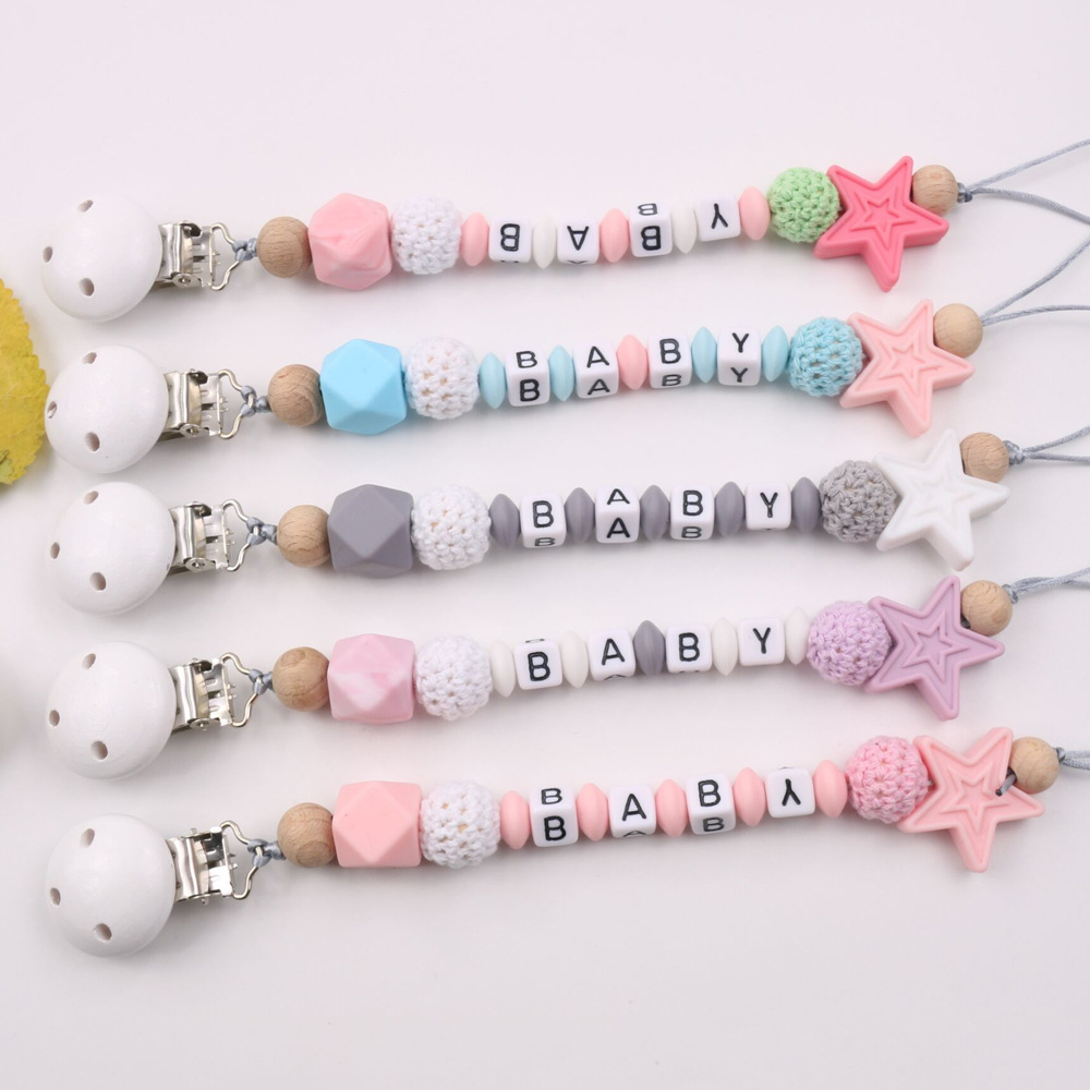 INS Hot Amazon Foreign Trade Pacifier Strap Five-Pointed Star Silicone Nipple Chain Pacifier Clip INS Hot Amazon Foreign Trade Pacifier Strap Five-Pointed Star Silicone Nipple Chain Pacifier Clip