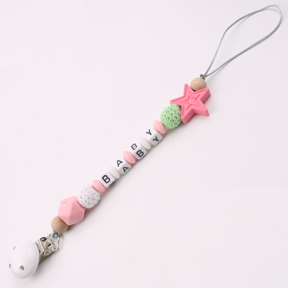 INS Hot Amazon Foreign Trade Pacifier Strap Five-Pointed Star Silicone Nipple Chain Pacifier Clip INS Hot Amazon Foreign Trade Pacifier Strap Five-Pointed Star Silicone Nipple Chain Pacifier Clip