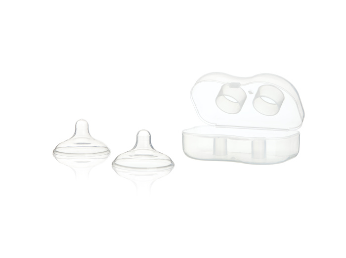 Silicone nipple protective cover is attached to the breast feeding protector