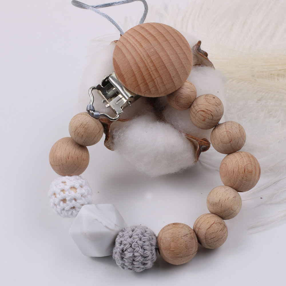 Amazon Hot Beech Clip Silicone Nipple Chain Teether Anti-Lost Chain Bite Chain Toy Drop-Preventing Chain Biteable