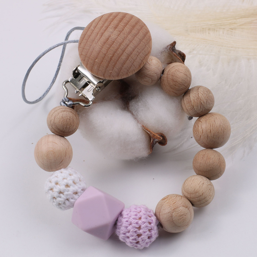 Amazon Hot Beech Clip Silicone Nipple Chain Teether Anti-Lost Chain Bite Chain Toy Drop-Preventing Chain Biteable