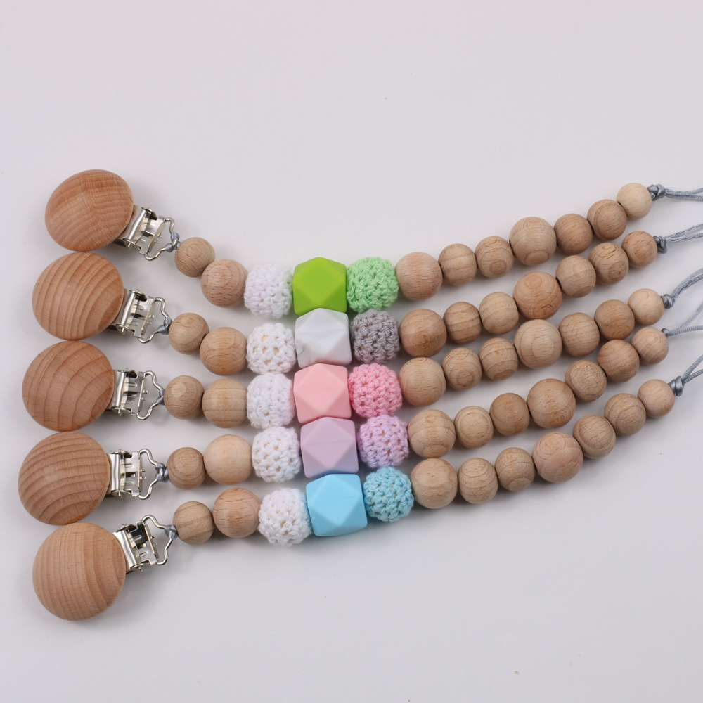 Amazon Hot Beech Clip Silicone Nipple Chain Teether Anti-Lost Chain Bite Chain Toy Drop-Preventing Chain Biteable