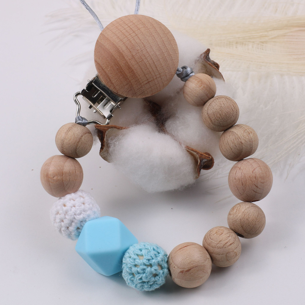 Amazon Hot Beech Clip Silicone Nipple Chain Teether Anti-Lost Chain Bite Chain Toy Drop-Preventing Chain Biteable