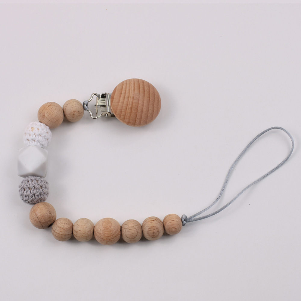 Amazon Hot Beech Clip Silicone Nipple Chain Teether Anti-Lost Chain Bite Chain Toy Drop-Preventing Chain Biteable
