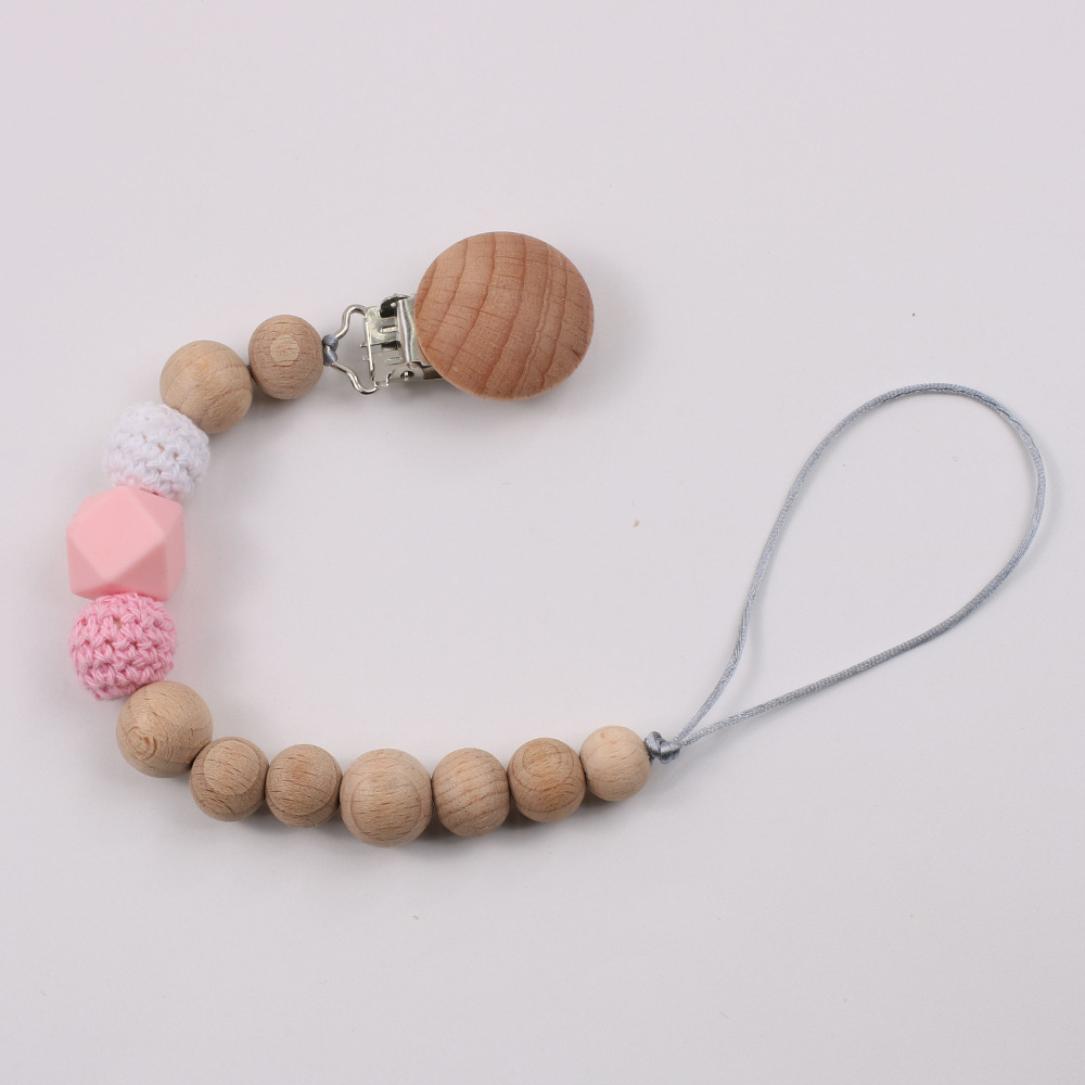 Amazon Hot Beech Clip Silicone Nipple Chain Teether Anti-Lost Chain Bite Chain Toy Drop-Preventing Chain Biteable