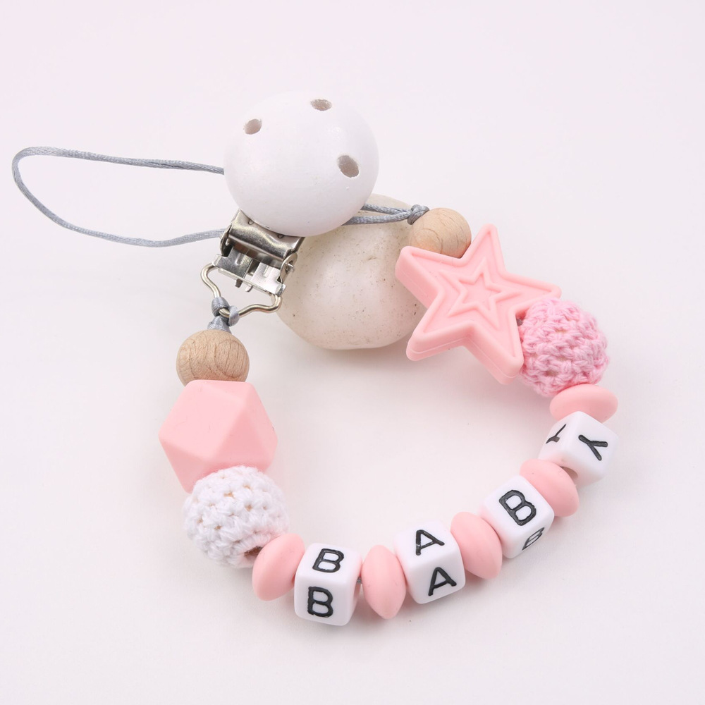 INS Hot Amazon Foreign Trade Pacifier Strap Five-Pointed Star Silicone Nipple Chain Pacifier Clip