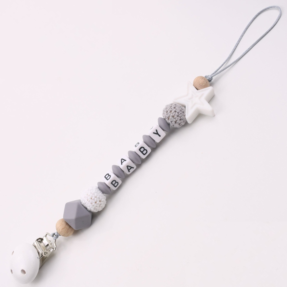 INS Hot Amazon Foreign Trade Pacifier Strap Five-Pointed Star Silicone Nipple Chain Pacifier Clip INS Hot Amazon Foreign Trade Pacifier Strap Five-Pointed Star Silicone Nipple Chain Pacifier Clip